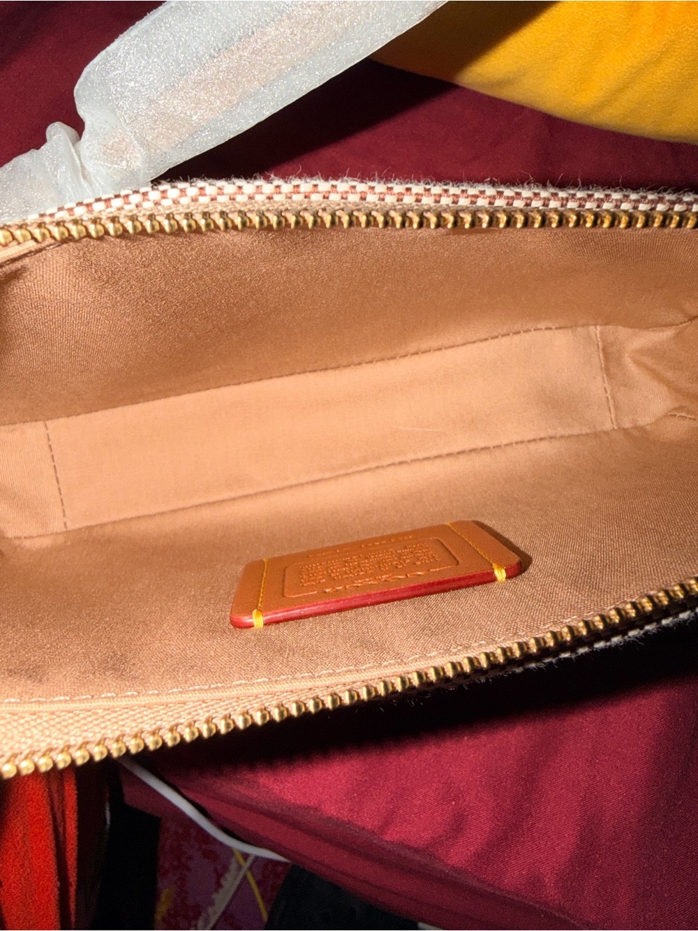 Coach Signature Mini Shoulder Bag in Brown and Cream - Gem